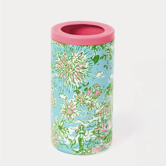 Lilly Pulitzer Other - NWT LILLY PULITZER Insulated Can Cooler - Sunbathers Bliss Green/Blue/Pink
